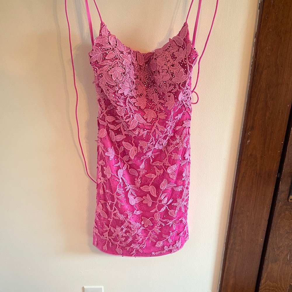 Pink Lace Floral Dress